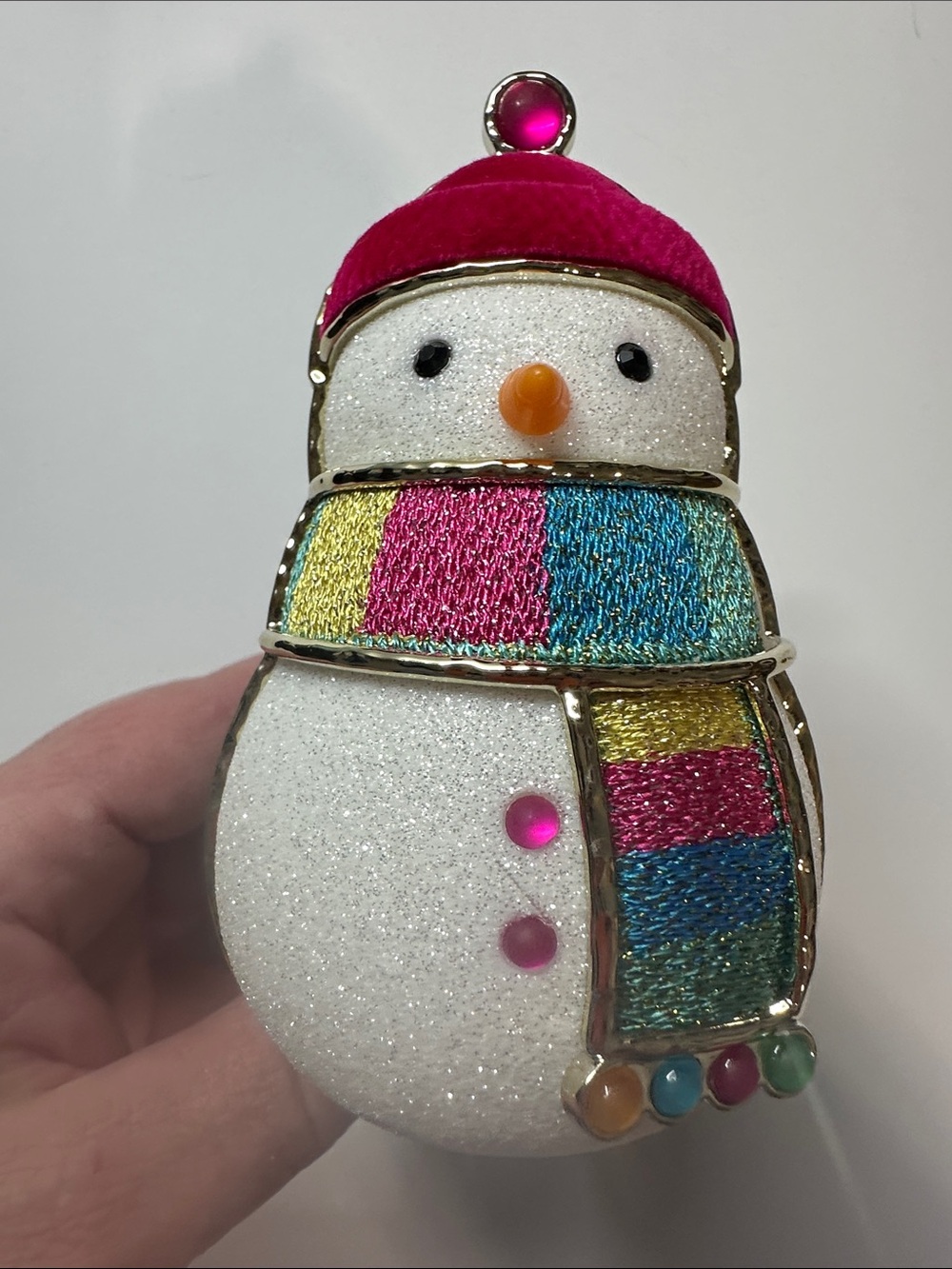 Sparkling Snowman walllflower with Pink Hat and Multicolor Scarf